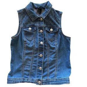 Baccini Denim Vest With Bling Size Small